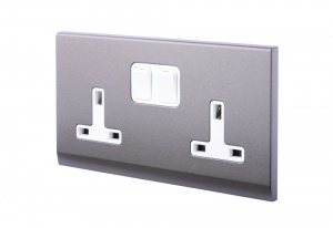 Simplicity 13A DP Double Plug Socket with Switch Charcoal